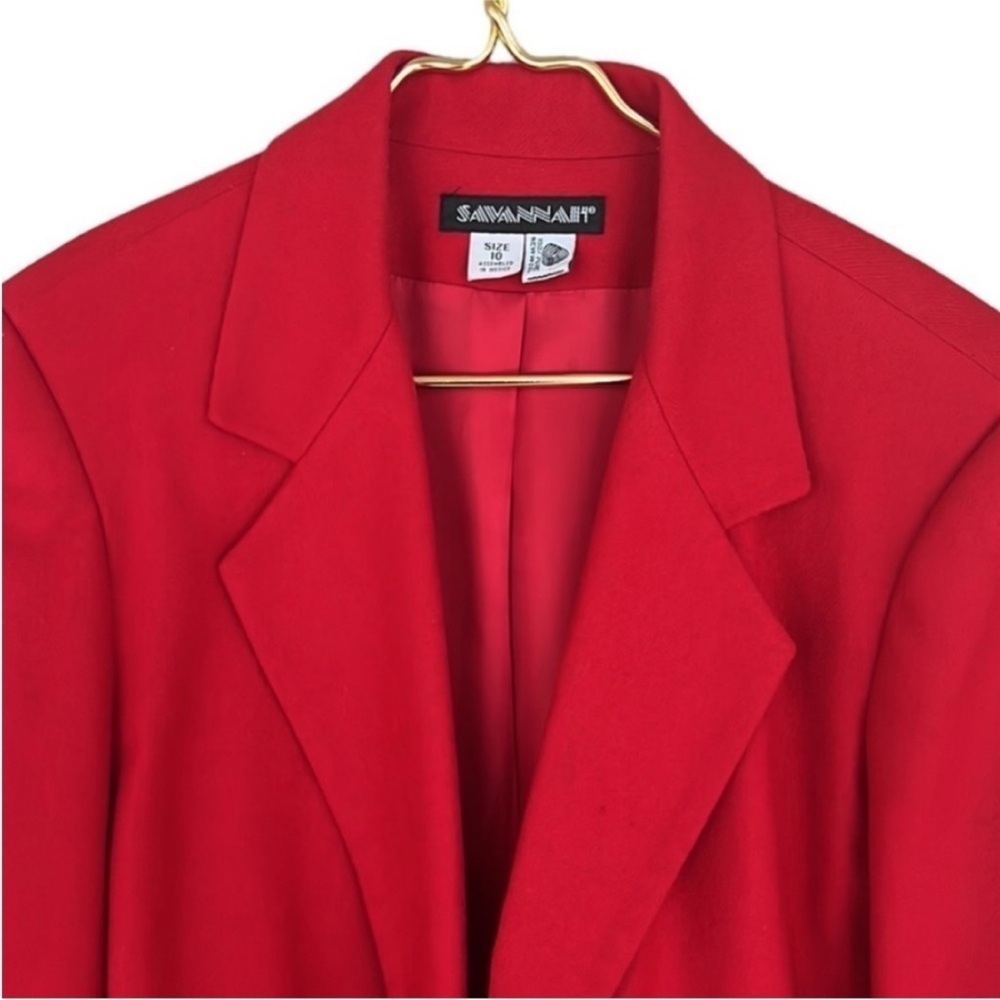 Savannah Vintage Red Wool Blazer Gold Button Jacket Size 10 - Picture 2 of 14